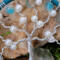 details are shown of pearl beads as well as the 8mm glass blue ombre color beads carefully strubg on silver color wire 